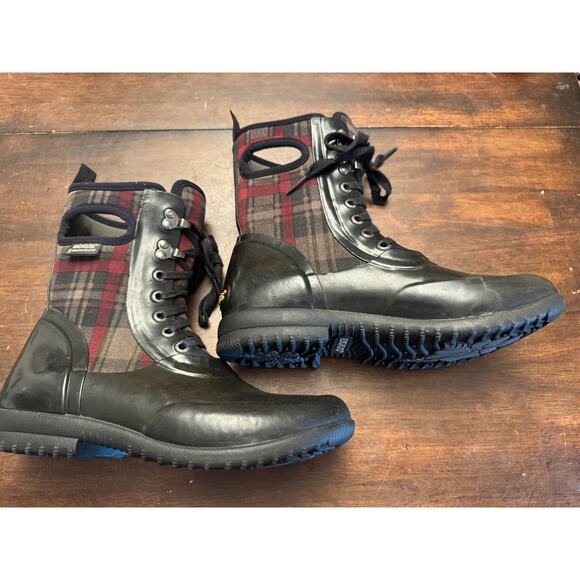 Bogssidney plaid waterproof neo tech lite women's rubber winter boots size 6 - Picture 2 of 5